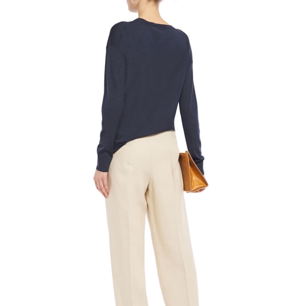 Theory Asymmetrical Wool Blend Sweater Navy Blue P - Picture 4 of 6